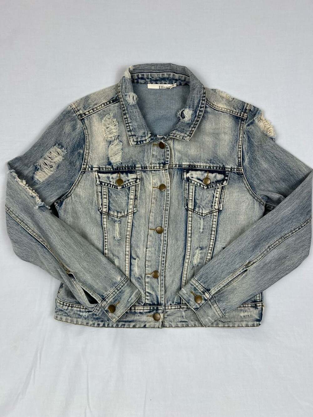 Ellison Distressed Denim Jacket Size M